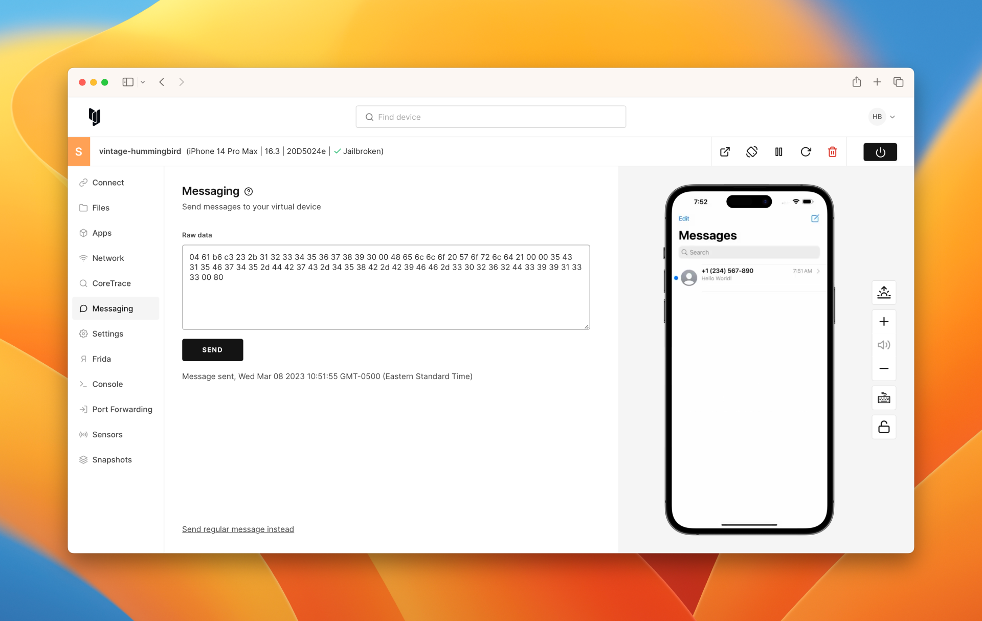adding the message content